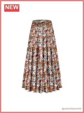 Women's Maxi Skirt with Pockets Casual A-Line Pleated Chiffon Polyester